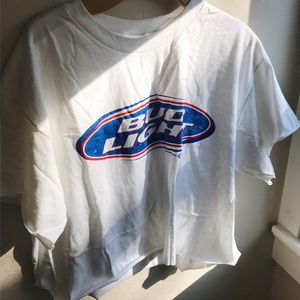 nwot white bud light cropped tee